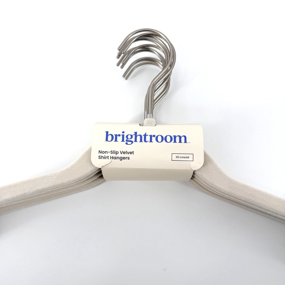 Brightroom Hangers Total 10 Beige Non-Slip Velvet Shirt Top Hangers Closet NEW